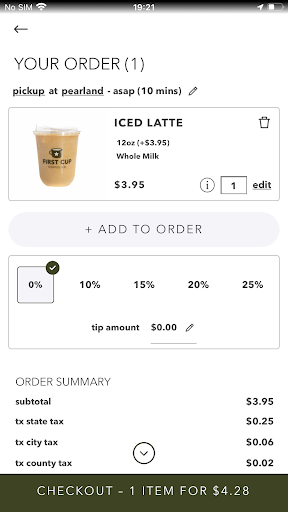 Screenshot of First Cup Coffee Co