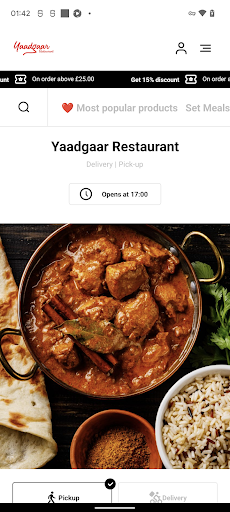 Android application Yaadgaar Restaurant screenshort