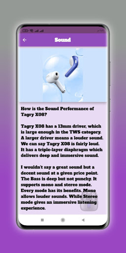 Android application TAGRY True Earbuds Guide screenshort
