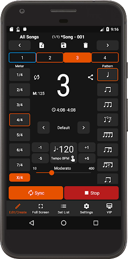Android application Stage Metronome with Setlist screenshort