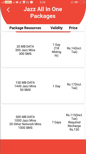 All Networks Packages Screen 3