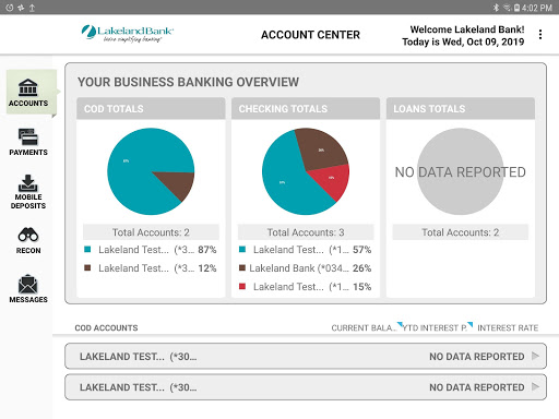 Lakeland Bank eTreasury Screen 3