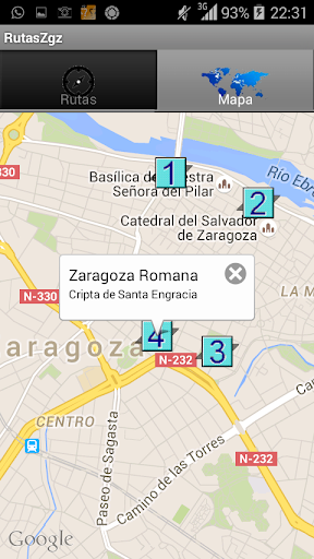 Android application RutasZgz screenshort