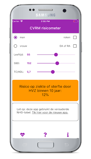 Android application CVRM risicometer screenshort