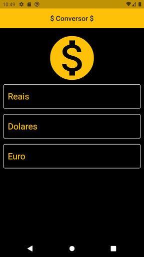 Android application Conversor de Moeda screenshort