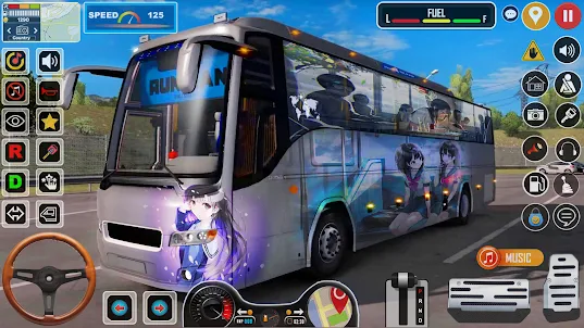 애니메이션 버스 게임 버스 운전 3D