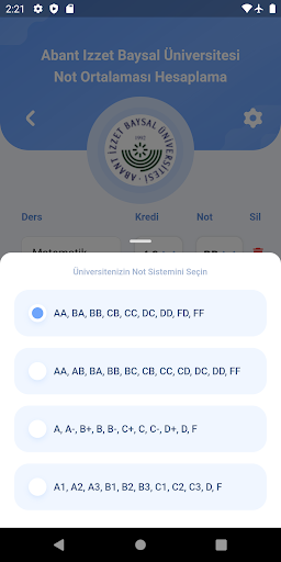 Üniversite Ortalama Hesaplama Screen 2