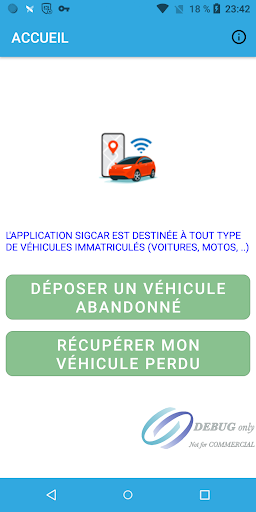 Android application Trouver mon véhicule screenshort
