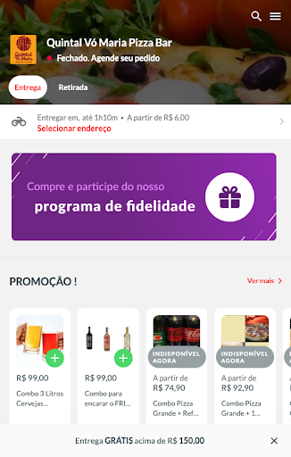 Android application Pizzaria Quintal Vó Maria screenshort