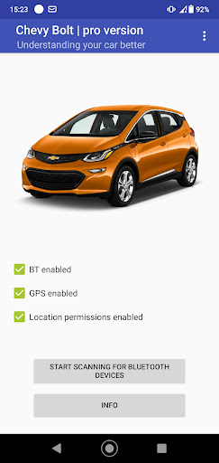 Android application Chevy Bolt monitor pro screenshort