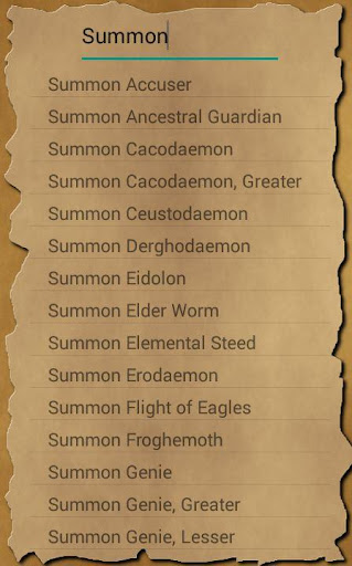 Pathfinder Spellbook Screen 2