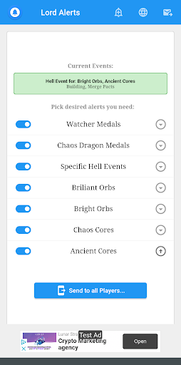 Android application Alerts for Lords Mobile screenshort