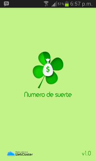 Android application Numero de suerte screenshort