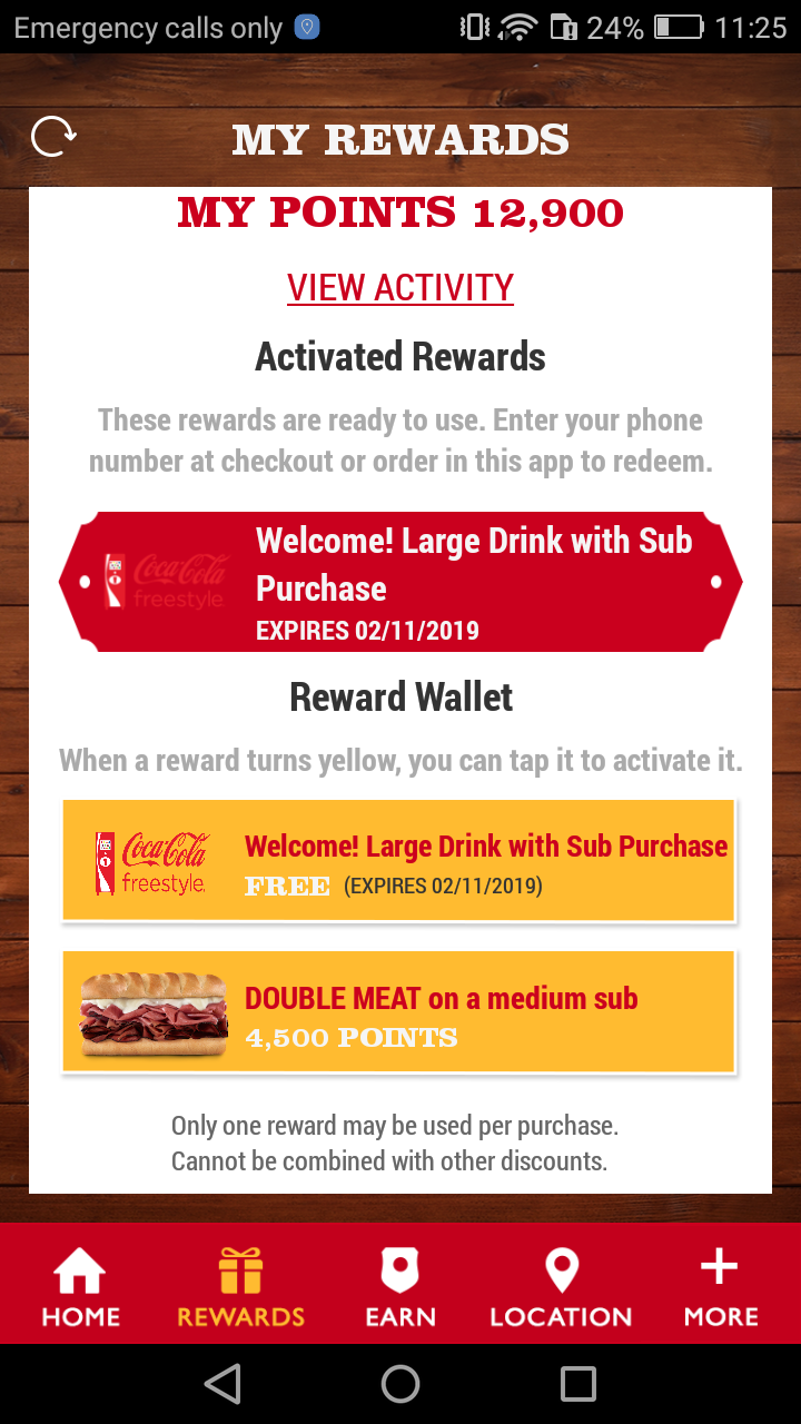 Android application Firehouse Subs App screenshort