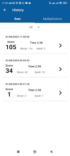 Kraepelin Test Screen 3