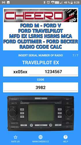 RADIO CODE for FORD V M TPILOT - Latest version for Android - Download APK