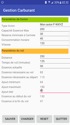 Gestion Carburant Avion Screen 2