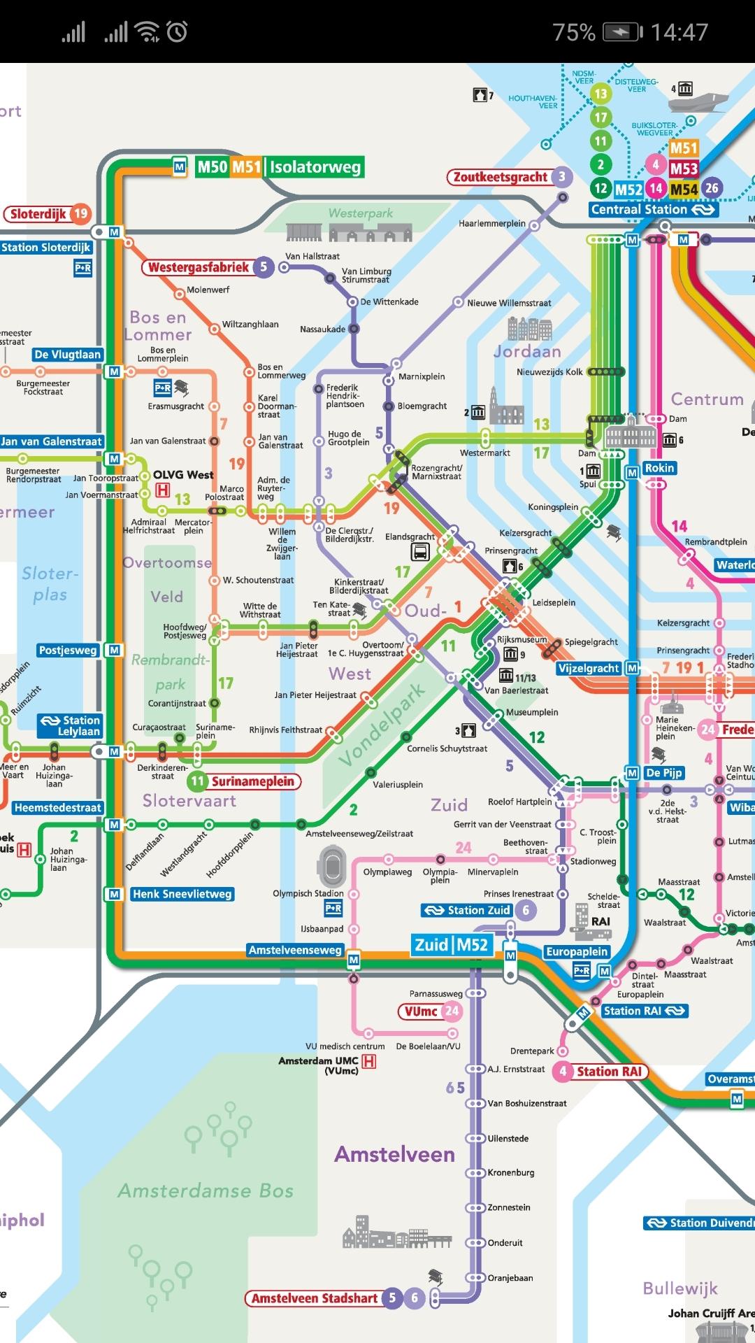 Android application Amsterdam Metro & Tram Map screenshort
