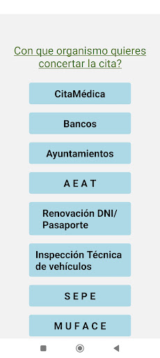 Android application Cita previa screenshort