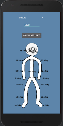 Android application Limb Weight Calculator screenshort