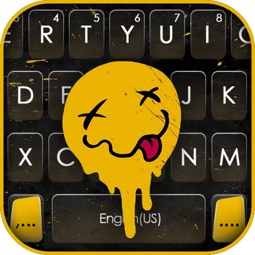 Happy Face Melt Keyboard Backg logo