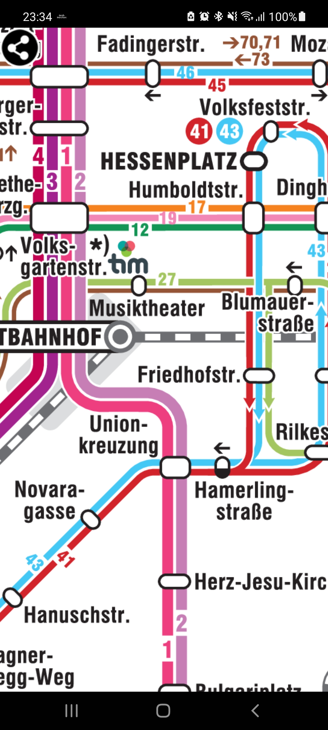 Android application Linz Tram Map screenshort