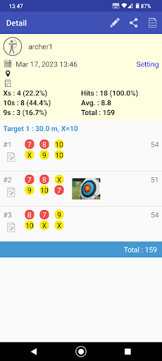 Archery Score Keeper Screen 2