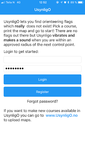 Android application UsynligO screenshort