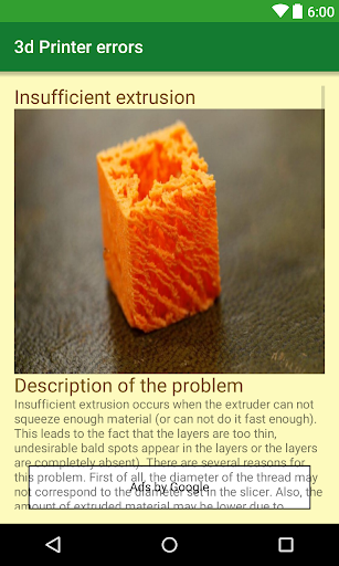 3D printer "printing errors" Screen 2