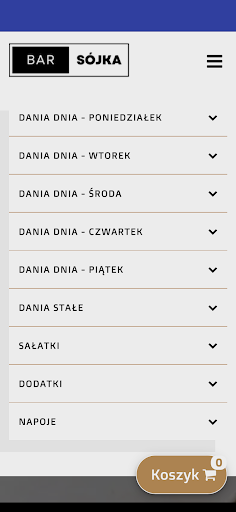 Android application Bar Sójka screenshort