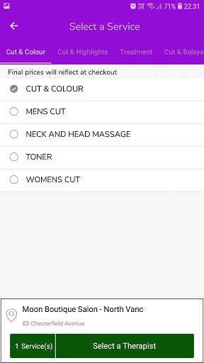 Android application Moon Boutique Salon screenshort
