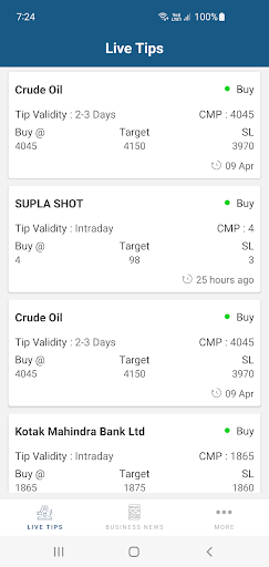 Stock Tips Screen 2
