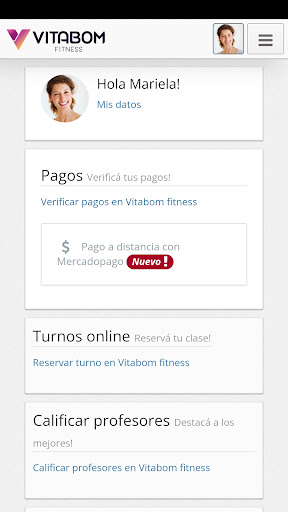 Android application Vitabom fitness screenshort