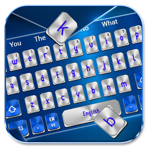 Blue Silver Metal Keyboard The  Icon