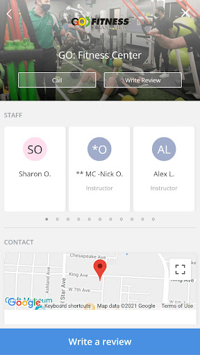 Android application GO: Fitness Centers screenshort