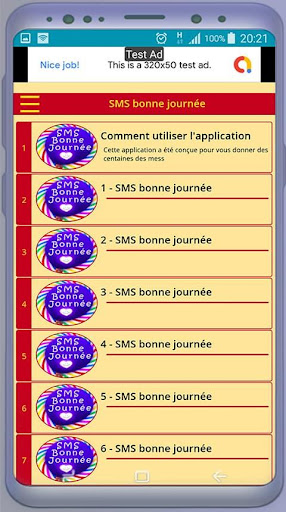 Android application Message d'amour matinal - SMS screenshort