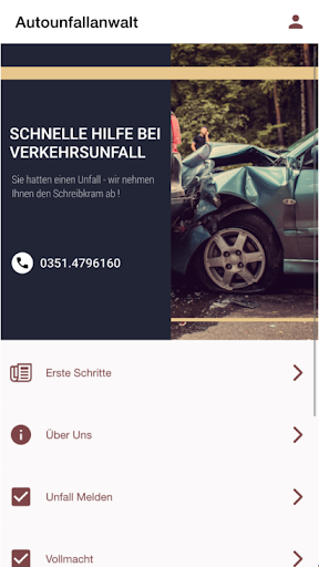 Android application Autounfallanwalt screenshort