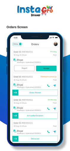 Android application InstaGro Driver screenshort