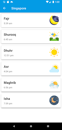 Singapore Prayer Time Screen 3