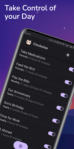 Android application Clockwise - Alarms & Reminders screenshort