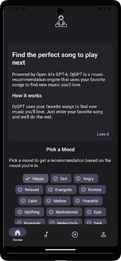 DjGPT: Your AI-powered DJ Screen 2