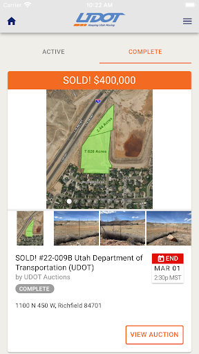 UDOT Auctions Screen 3