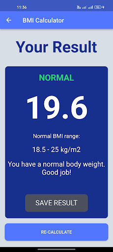 BMI Calculator - Ideal Weight Screen 2
