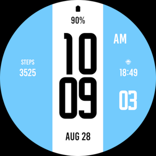 Blue White Blue Watch Face Logo