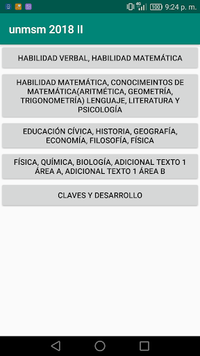 Android application Examen de Admisión UNMSM 2018 screenshort