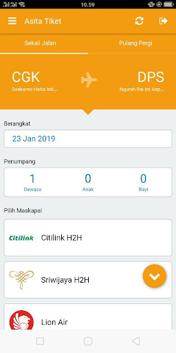 Android application Asita Tiket screenshort
