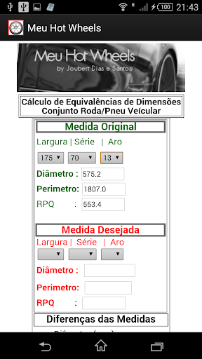 VistoKit calculadora de rodas Screen 2