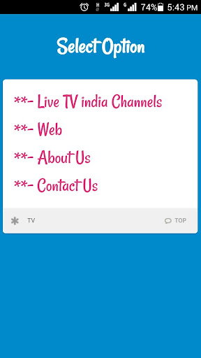 Android application LiveTV India Channels Search screenshort