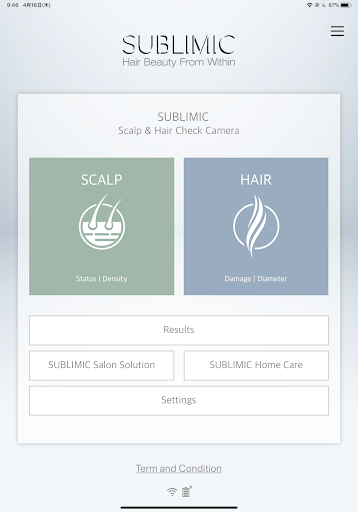 Android application SUBLIMIC Hair & Scalp Check screenshort