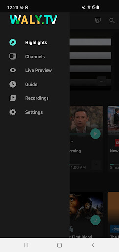 Android application WALY.TV screenshort